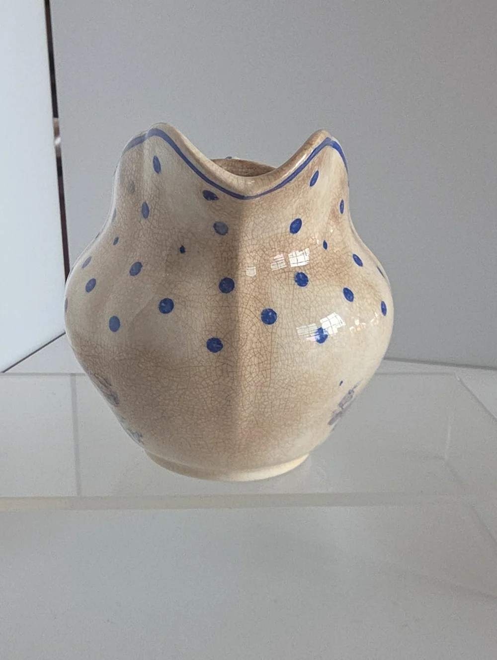Vintage 1950's Copeland Spode Pitcher Polka Dot Pattern Blue Creamer England